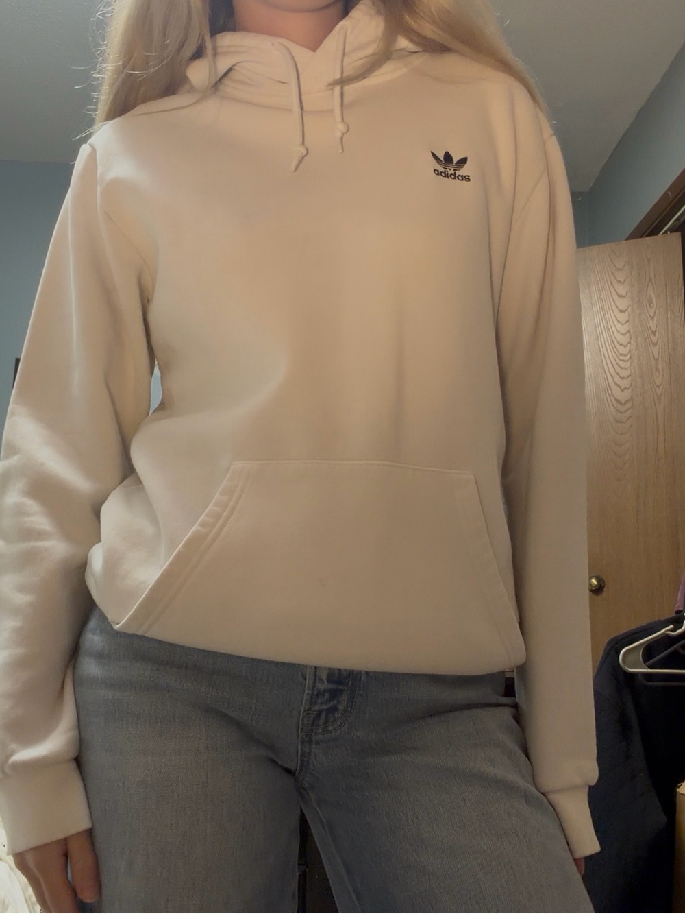adidas Cream Trefoil Pullover Hoodie